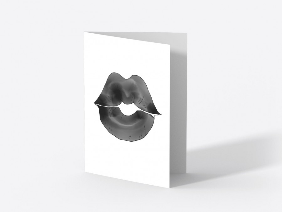 wenskaart staand lippen zwart